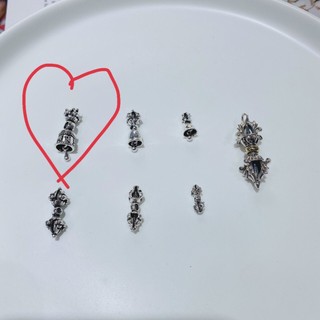 Charm chuỳ kim cang chuông khắc chú bạc Thái S925-Minh Tâm Jewelry
