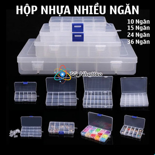 Hộp nhựa trong suốt 10/15/24/36 đựng linh kiện đồ trang sức, đựng thuốc, hộp đựng đồ đựng vít