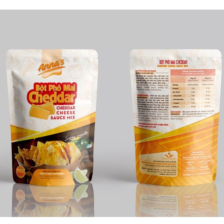 Bột Cheese Trắng gói 500g/ Bột Phô Mai Cheddar - Phômai Úc cô đặc DẠNG BỘT