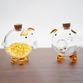 [Hàng Sẵn] Ống Heo Đất Tiết Kiệm Thủy Tinh Trong Suốt Dễ thương Sáng Tạo Quà Tặng Trẻ Em