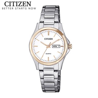 Đồng hồ nữ citizen pin-quartz dây thép không gỉ eq0596-87a - mặt trắng