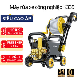 Máy rửa xe công nghiệp kaw, máy rửa xe áp lực cao, công suất lớn 3000w, tầm phun xa 10m, dây 15m