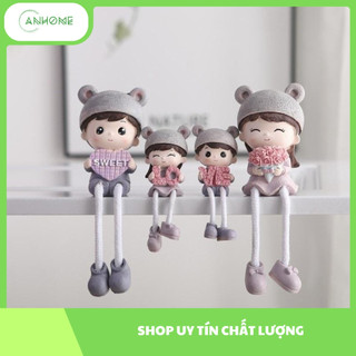 Combo 4 tượng gia đình hạnh phúc ôm chữ love, tượng trang trí kệ tủ giá sách, decor phòng khách T-04