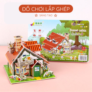 Combo Biệt Thự Mini - Đồ chơi lắp ráp mô hình 3D bằng bìa xốp cho bé, bộ lắp ghép thông minh