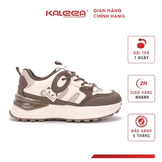 Kaleea - Giày Thể Thao Nữ Phối Màu Chất Da Đi Bộ,Tập Gym, Sneaker Đế Cao 4p - T124