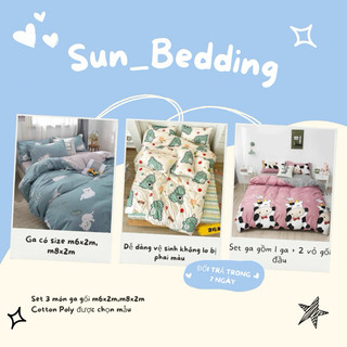 Set 3 món ga gối m6x2m,m8x2m Cotton Poly được chọn mẫu