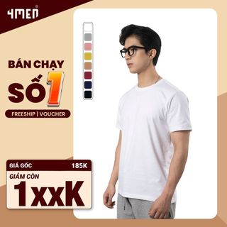 Áo thun nam 4MEN AT051 trơn basic, cổ tròn ngắn tay, form suông, vải cotton co giãn, thấm mồ hôi, thoáng mát