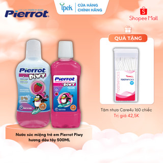 [Tặng tăm nhựa Care4u] Nước súc miệng hương dâu tây cho trẻ em Pierrot 500ML