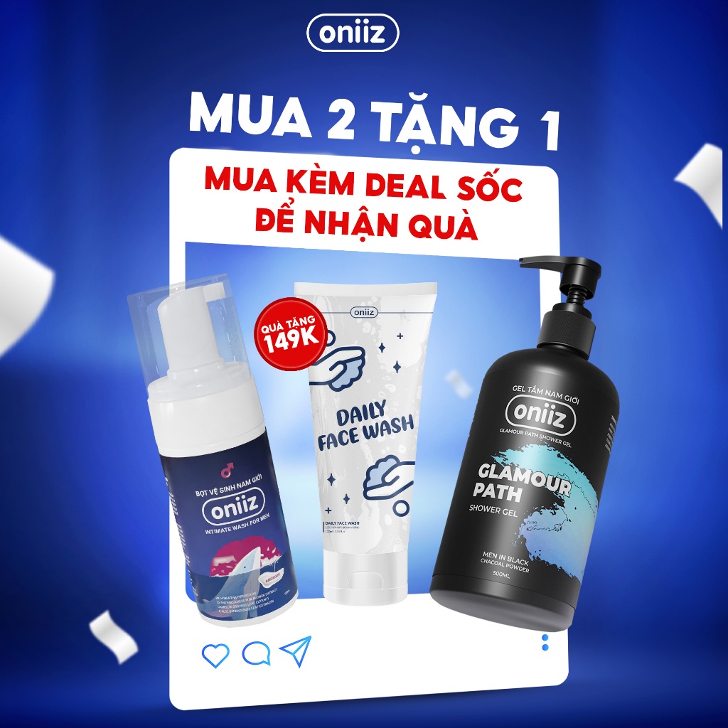 Quà tặng nam giới - Box sạc chất hương Oniiz - Sữa tắm hương nước hoa, bọt vệ sinh nam giới, quà tặng sữa rửa mặt
