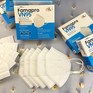 Khẩu trang Famapro VN95 kháng khuẩn 10 cái/ hộp màu trắng - Khẩu trang y tế Nam Anh VN95 thiết kế 3D