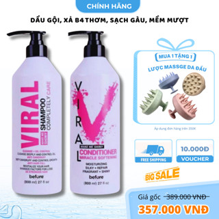  Dầu gội xả phục hồi tóc chăm sóc tóc Viral B4 thơm mềm mượt trị gàu không silicon chuyên dùng salon 800ml Nam Nữ 