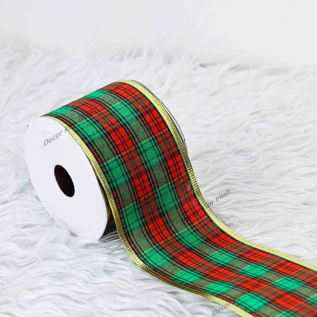 Cuộn Dây Ruy Băng Sọc Xanh RB77 Dài 3m x rộng 7cm Phụ Kiện Trang Trí Noel Giáng Sinh