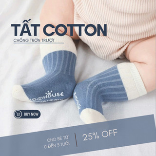Tất chống trơn trượt Kidohouse cho bé từ 0-3 tuổi, tất chống trơn trượt cho bé trai bé gái