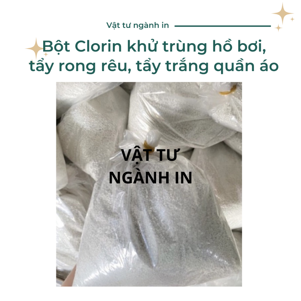 Bột Clorin khử trùng hồ bơi, tẩy rong rêu, tẩy trắng quần áo, bao 10 ký (đóng gói 10 túi 1 kg)