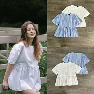 HIPU.VNXK - Áo Mixxo cổ tròn tay ngắn dáng babydoll 2 màu.