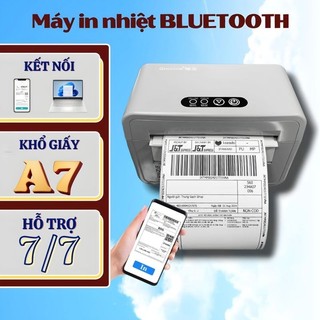 Máy in nhiệt Grozziie, kết nối Bluetooth điện thoại và Usb, khổ A7, in đơn hàng TMĐT, mã vạch, mã QR