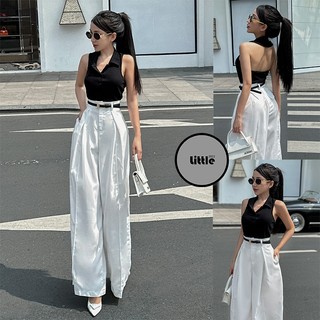 Áo croptop nữ cổ bẻ chất thun cotton bigsize dưới 80kg sát nách màu đen "yếm polo"