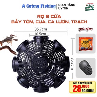 Rọ Bẫy Cá, Cua, Lươn, Tôm 8 Cửa Nhựa PP Thái Lan - Bẫy Tôm, Cua, Cá, Lươn, Trạch + Tặng Mồi