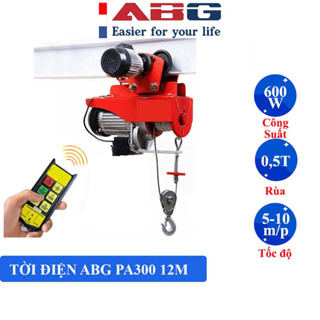 Bộ Tời Điện Kèm Rùa Điện ABG PA300 - PA500 Cáp Dài 12M - 30M - Có Điều Khiển Từ Xa Giúp Nâng Hạ Vật Nặng Dễ Dàng