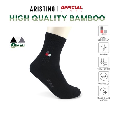 Tất, Vớ nam cổ trung ARISTINO Bizmen sợi cotton tre cao cấp kháng khuẩn khử mùi hôi chân - BO04