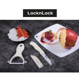 Bộ dao gọt vỏ bào sợi kèm thớt lock&lock cookplus ckk503wht