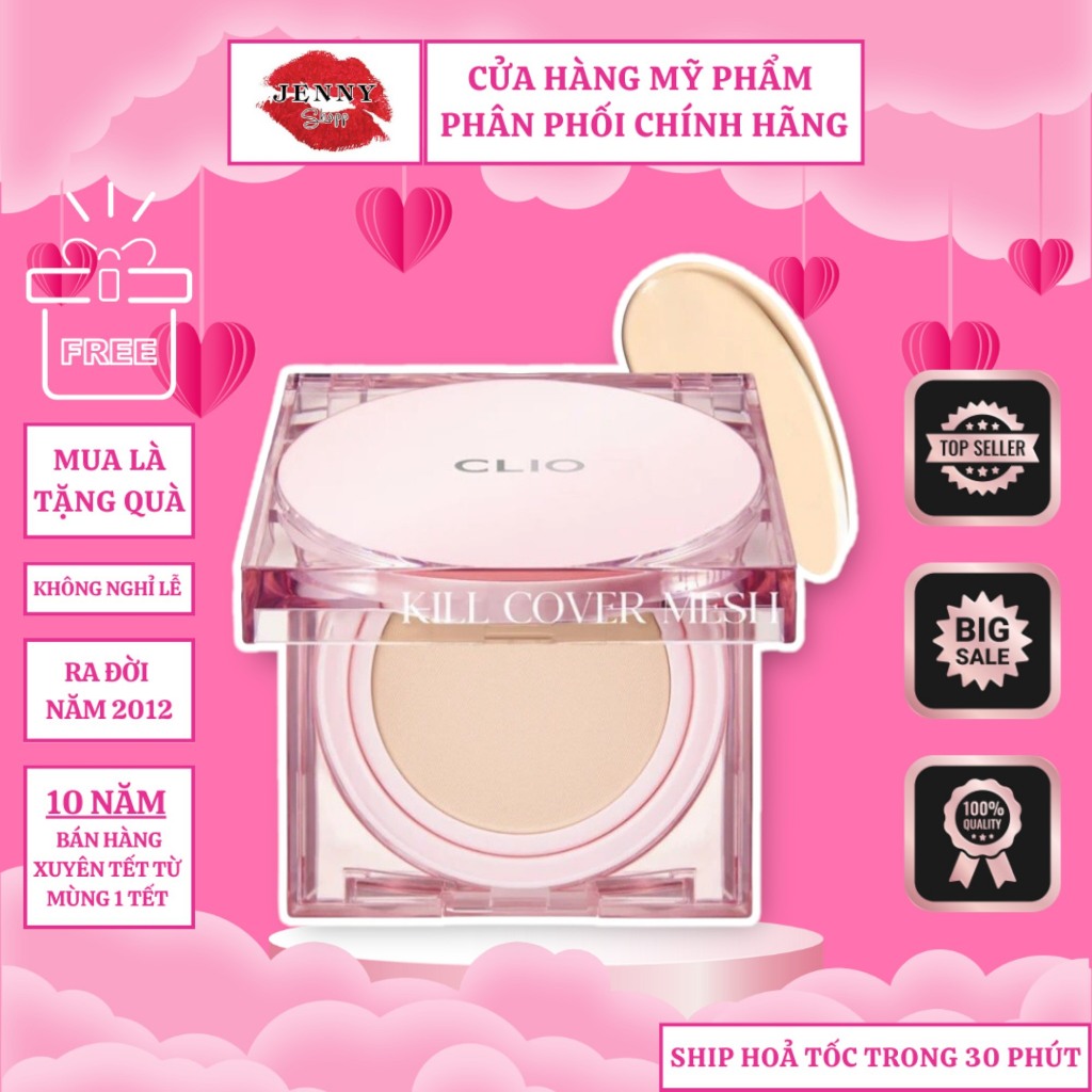 (Kèm Lõi) Phấn Nước Clio Kill Cover Mesh Glow Cushion SPF50 PA++++ (Vỏ Vuông Mới)