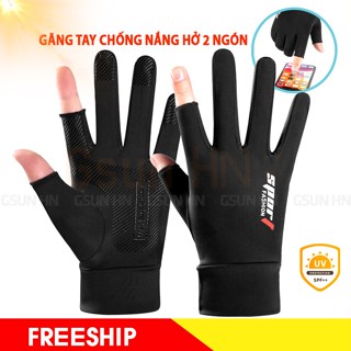 Găng tay đi xe máy chống nắng hở 2 ngón | Găng tay xe máy cho nam nữ size 50-80kg, vải lụa băng mỏng mát GSUN HN