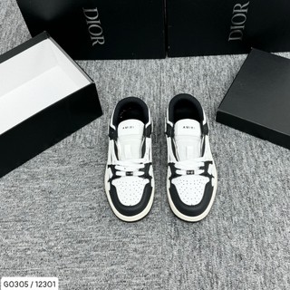 Giày thể thao AMI sneaker nam nữ dệt chữ họa tiết phối viền da dập chữ gót đế cao su