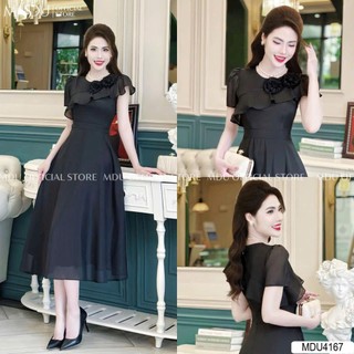 Đầm nữ chất tơ ánh kim áo cổ tròn tay ngắn dáng váy dài sang trọng tôn dáng thích hợp đi tiệc