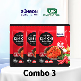 Combo 3 gói gia vị muối kimchi GUNGON 60g bột muối kim chi cải thảo, củ cải, cải bẹ xanh