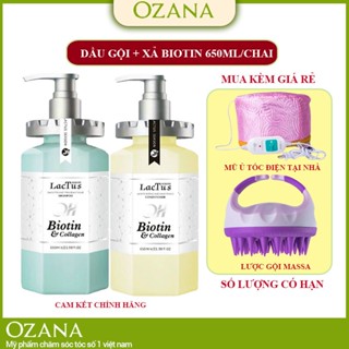 Cặp dầu gội xả biotin Lactus season 650ML ngăn gàu, giảm rụng tóc mẫu mới hương thơm bạc hà