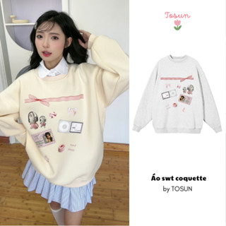 Áo Sweater Nỉ Form Rộng TOSUN Hoạ Tiết Thỏ Nghe Nhạc Phong Cách Coquette S24