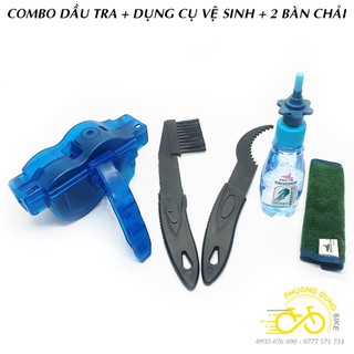 Combo dầu tra xích CYLION, dụng cụ vệ sinh xích và 2 bàn chải chùi xích líp xe đạp