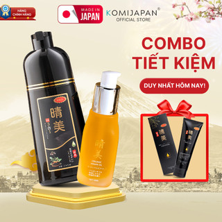 Combo dầu gội phủ bạc komi 500ml dung tích đóng gói, tinh dầu dưỡng tóc KOMI JAPAN chính hãng