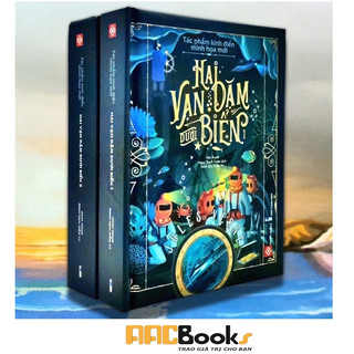 Sách - Hai vạn dặm dưới đáy biển - Bản đặc biệt bìa cứng, minh họa màu - Trọn bộ 2 tập