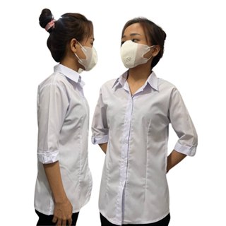 Áo Sơ Mi Trắng Tay Lỡ, Đồng Phục Nữ Sinh, Vải Kate Silk Mượt Mà