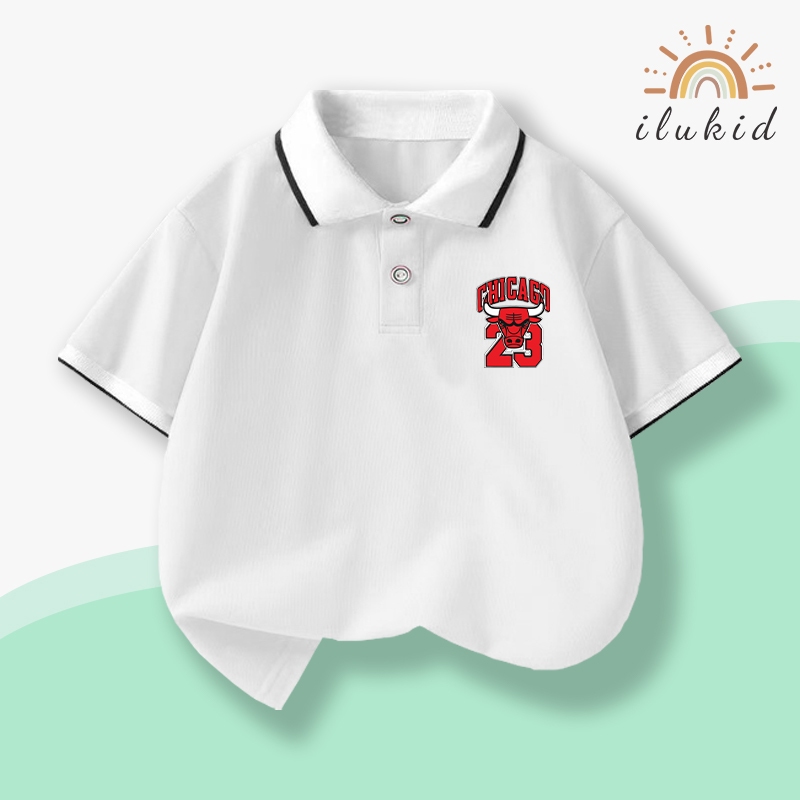 Áo polo bé trai ilukid áo thun cổ bẻ cho bé in hình độc đáo