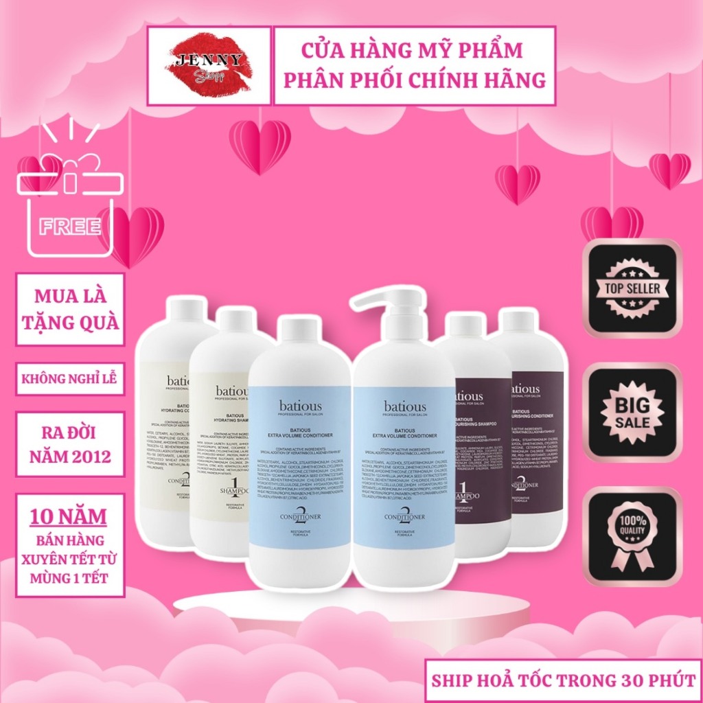 Bộ Dầu Gội Xả Batious Làm Phồng Tóc Phục Hồi Tóc Hư Tổn Đa Tầng