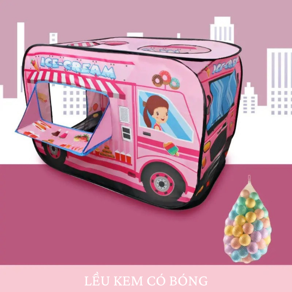 Lều cho bé hình dáng ô tô, nhà bóng cho bé, lều tự bung gấp gọn, lều cắm trại cho bé kèm bóng