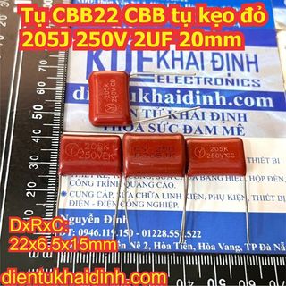 Tụ CBB22 CBB, tụ kẹo 205J 250V 2UF (GIÁ CHO 10 tụ) KDE1759