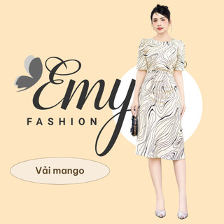 Đầm emy em9479 suông a mango kem vân đen