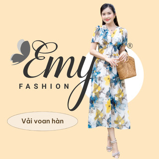 Đầm emy em7502 xoè cổ v nhún ngực