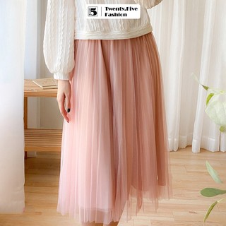 Chân váy công chúa xếp ly nhiều màu ren lưới 3 lớp mỏng cạp chun Twentyfive Fashion 3506