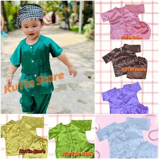 Bà ba cho bé màu trơn tay ngắn chất phi lụa