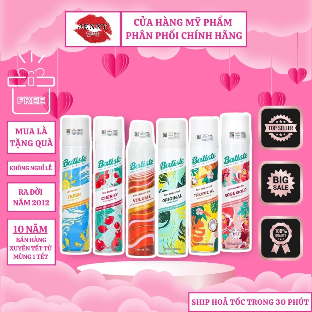 Dầu Gội Khô Batiste Dry Shampoo 200ml