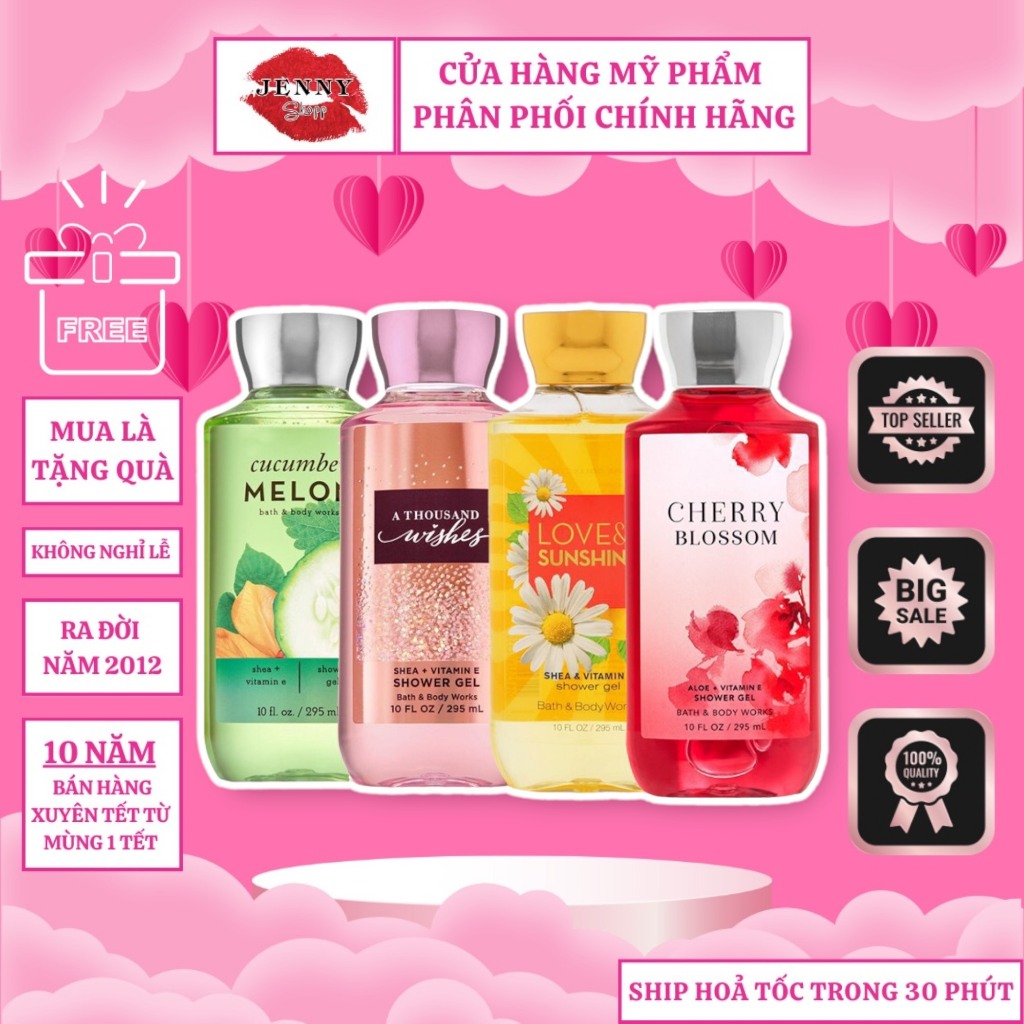 Sữa Tắm Dạng Gel Bath & Body Works Shower Gel 295ml, Sữa Tắm Dạng Gel Hương Nước Hoa Cho Nam Nữ
