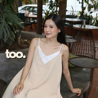 Váy dài đơn giản cách điệu cổ SUNNY DRESS cotton linen xinh đi du lịch đi cà phê, hàng thiết kế too