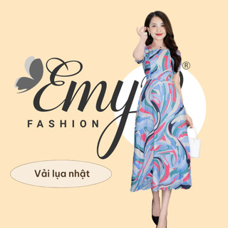 Đầm emy em9417 xoè midi vân sóng