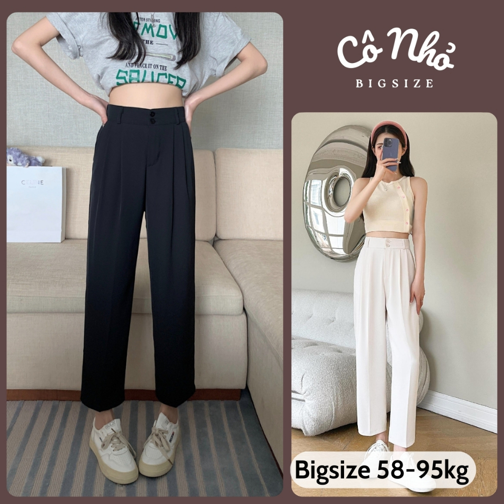 Quần Tây Nữ Bigsize Lưng Cao Cạp Chun Co Giãn Dáng Quần 9 Tấc Xếp Ly Vải Cotton Lạnh Q17