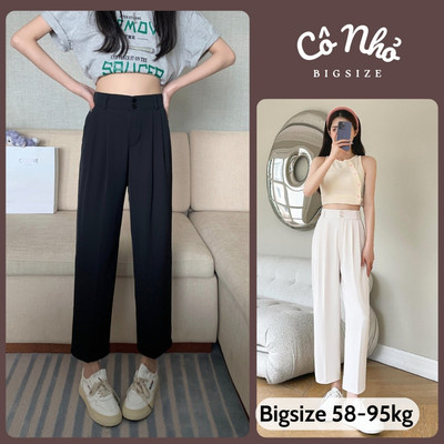 Quần Tây Nữ Bigsize Lưng Cao Cạp Chun Co Giãn Dáng Quần 9 Tấc Xếp Ly Vải Cotton Lạnh Q17
